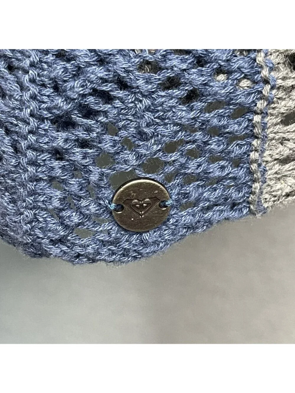 Roxy Womens Blue & Gray Chevron Knit Open Front Cardigan Sweater S Lightweight - Picture 3 of 5